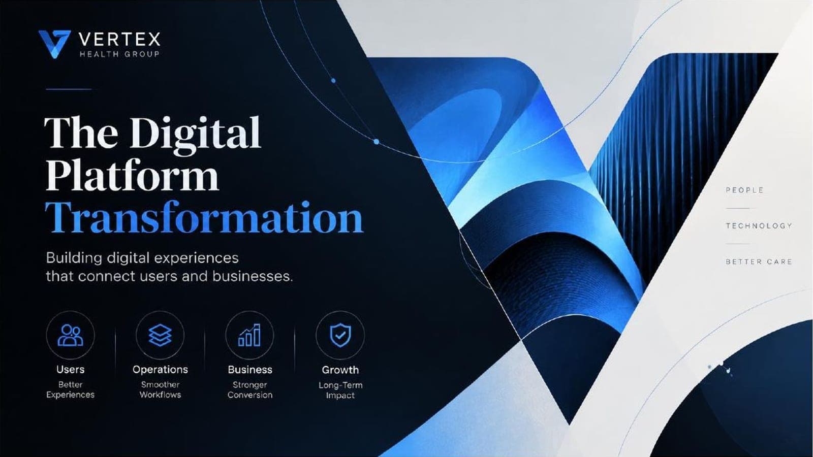 VERTEX Health Group case study cover: a digital platform transformation for users, operations and growth.